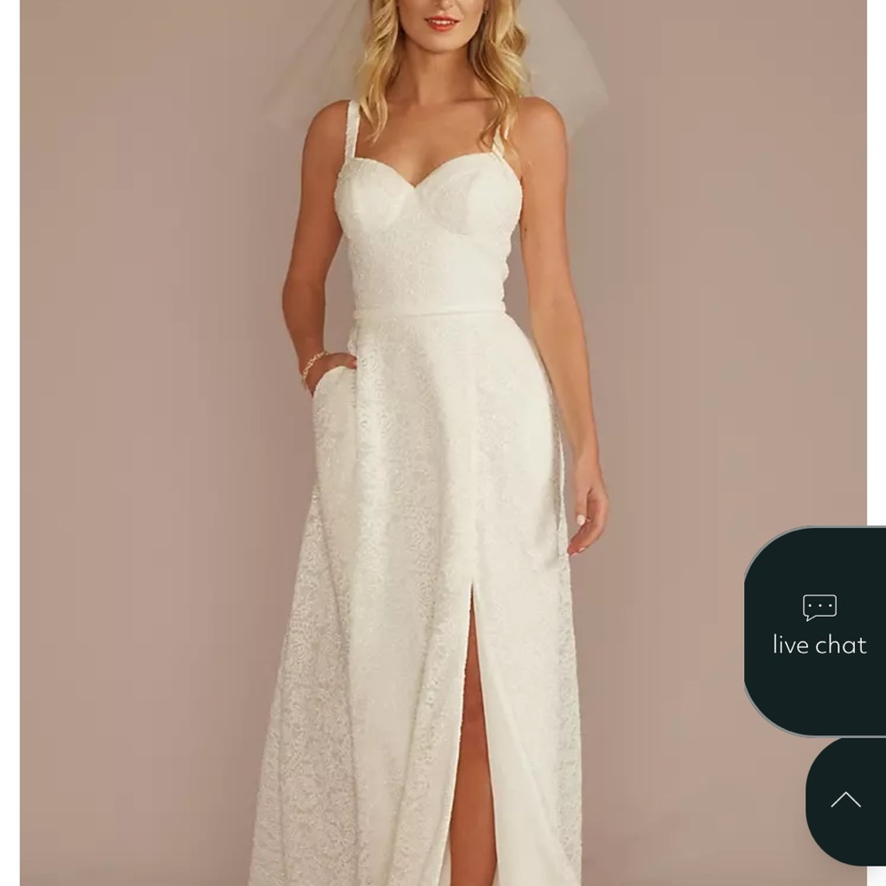 Chic White Lace Wedding Dress - Picture 2 of 8